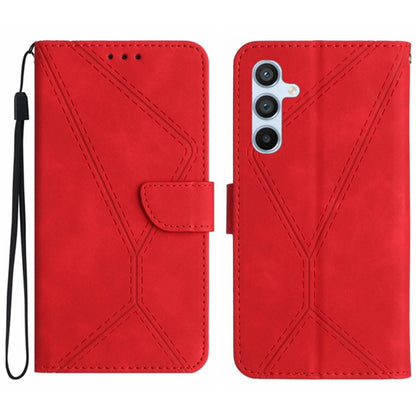 For Samsung Galaxy S24+ 5G Stitching Embossed Leather Phone Case(Red) - Galaxy S24+ 5G Cases by buy2fix | Online Shopping UK | buy2fix