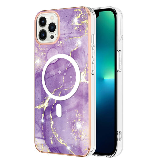 For iPhone 13 Pro Marble Pattern Dual-side IMD Magsafe TPU Phone Case(Purple 002) - iPhone 13 Pro Cases by buy2fix | Online Shopping UK | buy2fix