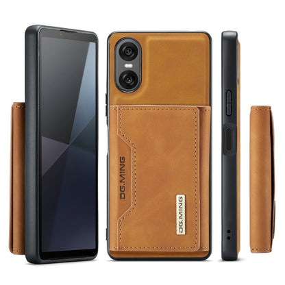 For Sony Xperia 10 VI DG.MING M2 Series 3-Fold Multi Card Bag + Magnetic Phone Case(Brown) - Sony Cases by DG.MING | Online Shopping UK | buy2fix