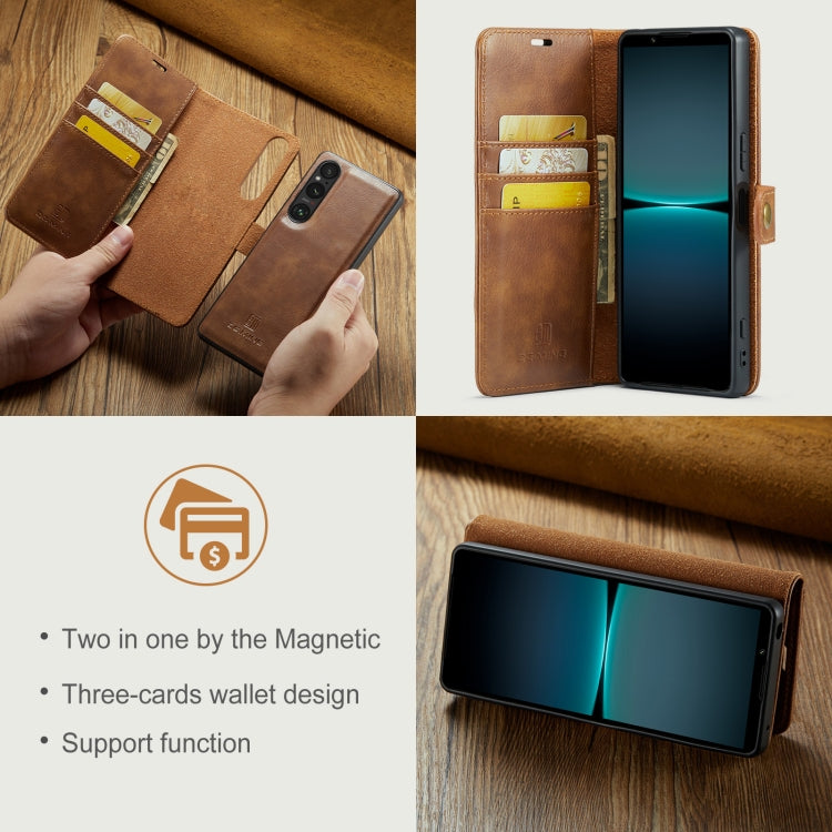 For Sony Xperia 1 VI DG.MING Crazy Horse Texture Detachable Magnetic Leather Phone Case(Brown) - Sony Cases by DG.MING | Online Shopping UK | buy2fix