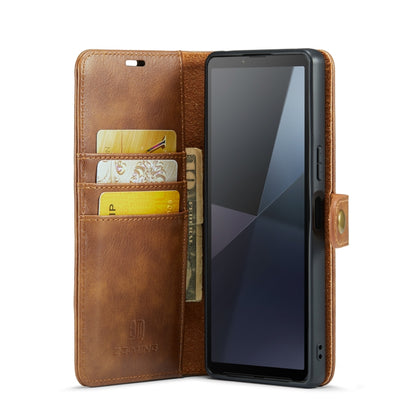 For Sony Xperia 10 VI DG.MING Crazy Horse Texture Detachable Magnetic Leather Phone Case(Brown) - Sony Cases by DG.MING | Online Shopping UK | buy2fix