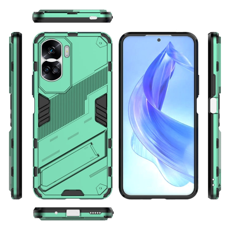 For Honor 90 Lite 5G Global Punk Armor 2 in 1 PC + TPU Phone Case with Holder(Green) - Honor Cases by buy2fix | Online Shopping UK | buy2fix