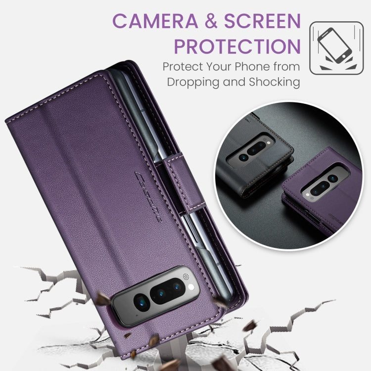 For Google Pixel Fold CaseMe 023 Butterfly Buckle Litchi Texture RFID Anti-theft Leather Phone Case(Pearly Purple) - Google Cases by CaseMe | Online Shopping UK | buy2fix