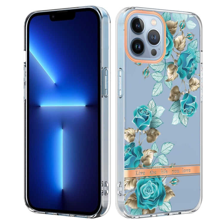 For iPhone 16 Pro Flowers and Plants Series IMD TPU Phone Case(Blue Rose) - iPhone 16 Pro Cases by buy2fix | Online Shopping UK | buy2fix