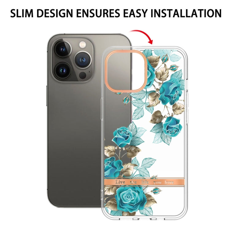 For iPhone 16 Pro Flowers and Plants Series IMD TPU Phone Case(Blue Rose) - iPhone 16 Pro Cases by buy2fix | Online Shopping UK | buy2fix