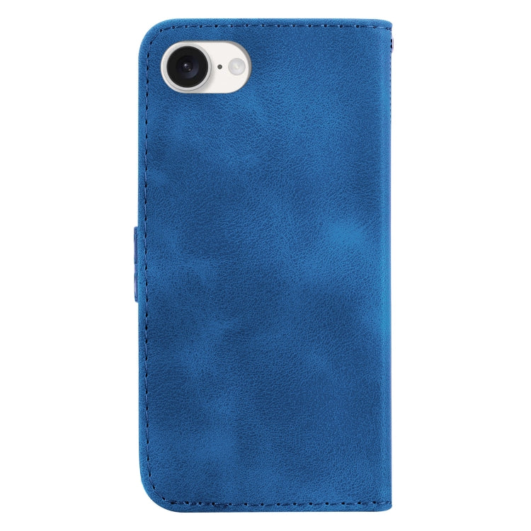 For iPhone SE 2024 Seven-shaped Embossed Leather Phone Case(Blue) - More iPhone Cases by buy2fix | Online Shopping UK | buy2fix