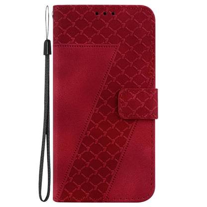 For iPhone SE 2024 Seven-shaped Embossed Leather Phone Case(Red) - More iPhone Cases by buy2fix | Online Shopping UK | buy2fix