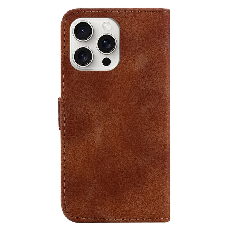 For iPhone 16 Pro Max Seven-shaped Embossed Leather Phone Case(Brown) - iPhone 16 Pro Max Cases by buy2fix | Online Shopping UK | buy2fix