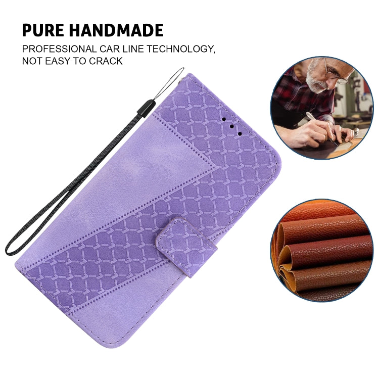 For iPhone 16 Pro Seven-shaped Embossed Leather Phone Case(Purple) - iPhone 16 Pro Cases by buy2fix | Online Shopping UK | buy2fix