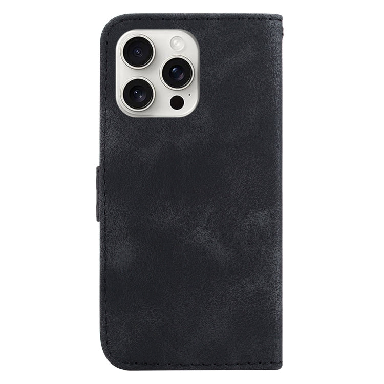 For iPhone 16 Pro Seven-shaped Embossed Leather Phone Case(Black) - iPhone 16 Pro Cases by buy2fix | Online Shopping UK | buy2fix