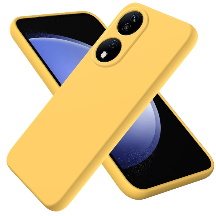 For Honor 90 Smart Pure Color Liquid Silicone Shockproof Phone Case(Yellow) - Honor Cases by buy2fix | Online Shopping UK | buy2fix