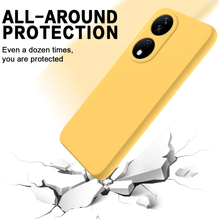 For Honor 90 Smart Pure Color Liquid Silicone Shockproof Phone Case(Yellow) - Honor Cases by buy2fix | Online Shopping UK | buy2fix