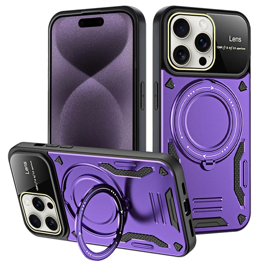 For iPhone 16 Pro Max Large Window MagSafe Holder Phone Case(Purple) - iPhone 16 Pro Max Cases by buy2fix | Online Shopping UK | buy2fix