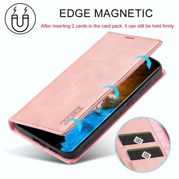 For Samsung Galaxy S24 5G LC.IMEEKE Strong Magnetism Microfiber Leather Phone Case(Rose Gold) - Galaxy S24 5G Cases by LC.IMEEKE | Online Shopping UK | buy2fix