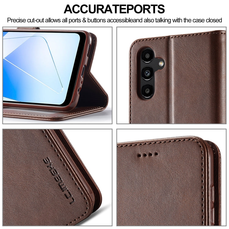 For Samsung Galaxy A55 5G LC.IMEEKE Calf Texture Leather Phone Case(Coffee) - Galaxy Phone Cases by LC.IMEEKE | Online Shopping UK | buy2fix