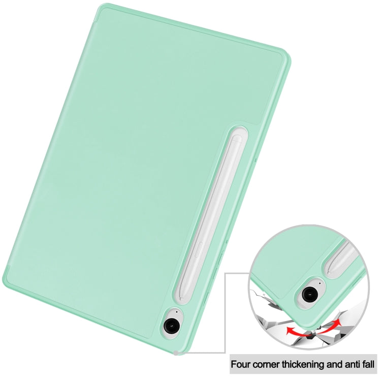 For Samsung Galaxy Tab S9 FE 3-Fold Pure Color TPU Smart Leather Tablet Case with Pen Slot(Mint Green) - Galaxy Tab S9 FE by buy2fix | Online Shopping UK | buy2fix