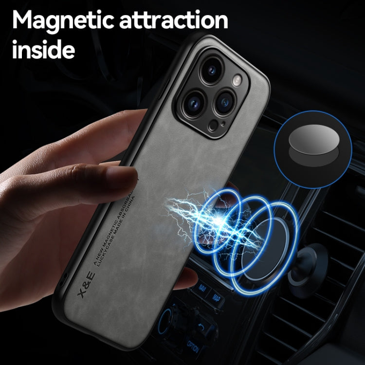 For iPhone 16 Pro Skin Feel Magnetic Leather Back Phone Case(Dark Grey) - iPhone 16 Pro Cases by buy2fix | Online Shopping UK | buy2fix