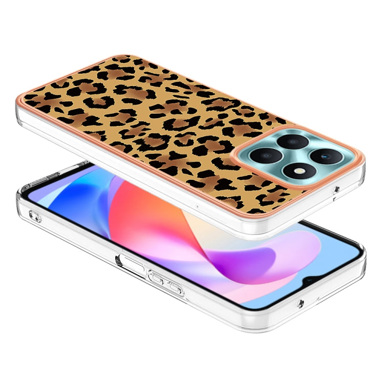 For Honor X6a Electroplating Marble Dual-side IMD Phone Case(Leopard Print) - Honor Cases by buy2fix | Online Shopping UK | buy2fix