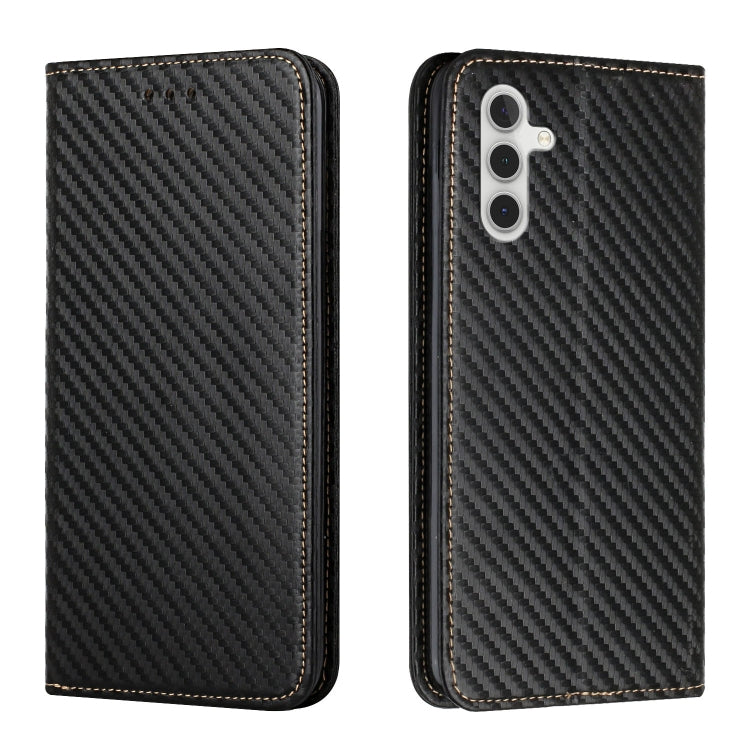 For Samsung Galaxy S24 5G Carbon Fiber Texture Flip Holder Leather Phone Case(Black) - Galaxy S24 5G Cases by buy2fix | Online Shopping UK | buy2fix