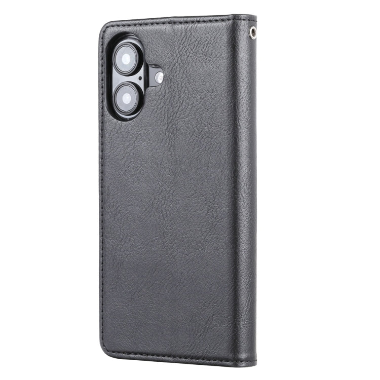 For iPhone 16 Knead Skin Texture Flip Leather Phone Case(Black) - iPhone 16 Cases by buy2fix | Online Shopping UK | buy2fix