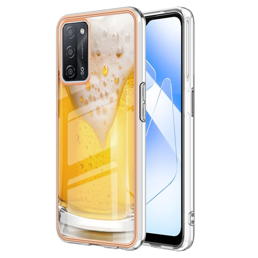 For OPPO A55 5G / A53s 5G / A54 4G Electroplating Marble Dual-side IMD Phone Case(Draft Beer) - OPPO Cases by buy2fix | Online Shopping UK | buy2fix