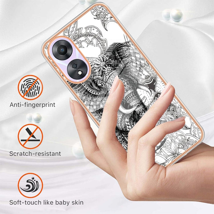 For OPPO A78 / A58 Electroplating Marble Dual-side IMD Phone Case(Totem Elephant) - OPPO Cases by buy2fix | Online Shopping UK | buy2fix