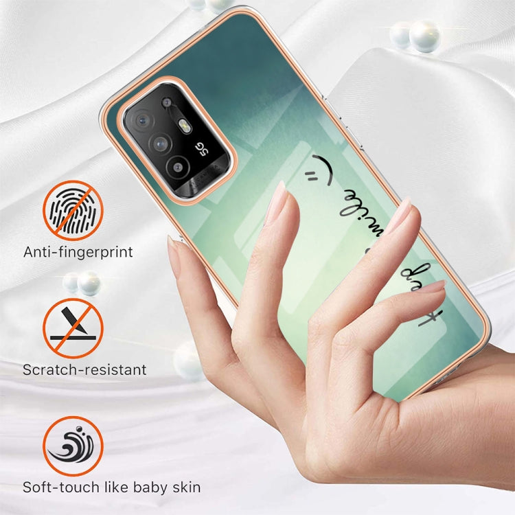For OPPO A94 5G / A95 5G Electroplating Marble Dual-side IMD Phone Case(Smile) - OPPO Cases by buy2fix | Online Shopping UK | buy2fix