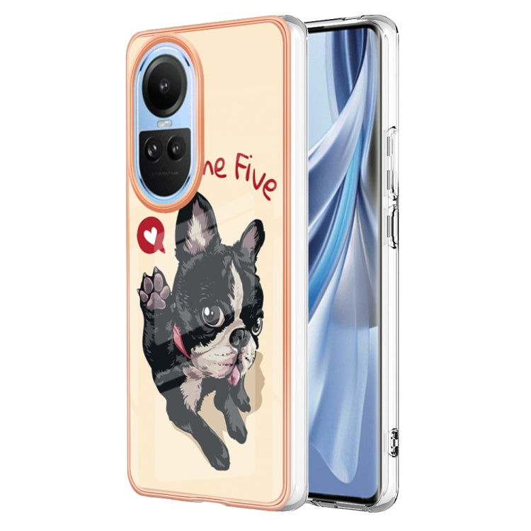 For OPPO Reno10 5G Global Electroplating Marble Dual-side IMD Phone Case(Lucky Dog) - OPPO Cases by buy2fix | Online Shopping UK | buy2fix