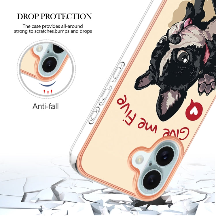 For iPhone 16 Plus Electroplating Marble Dual-side IMD Phone Case(Lucky Dog) - iPhone 16 Plus Cases by buy2fix | Online Shopping UK | buy2fix