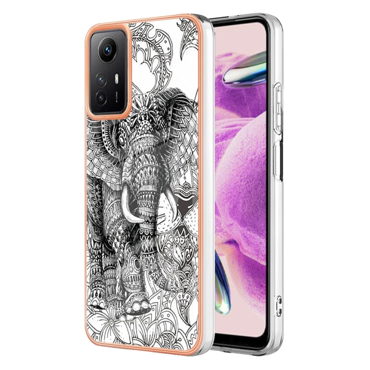 Xiaomi Redmi Note 12S 4G Electroplating Marble Dual-side IMD Phone Case(Totem Elephant) - Xiaomi Cases by buy2fix | Online Shopping UK | buy2fix