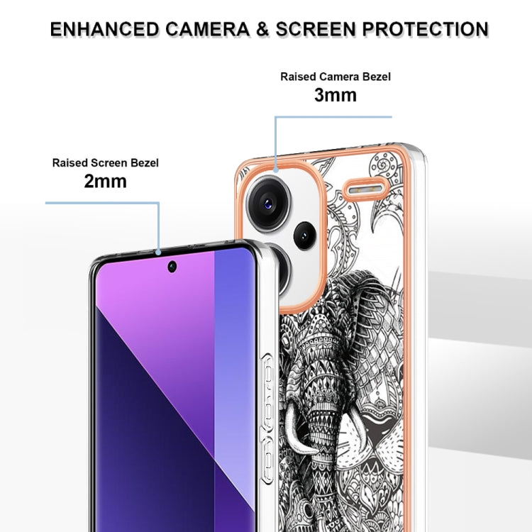 For Xiaomi Redmi Note 13 Pro+ 5G Electroplating Marble Dual-side IMD Phone Case(Totem Elephant) - Note 13 Pro+ Cases by buy2fix | Online Shopping UK | buy2fix