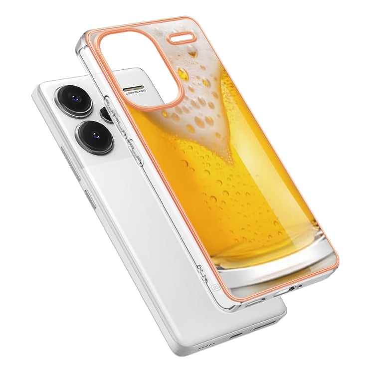 For Xiaomi Redmi Note 13 Pro+ 5G Electroplating Marble Dual-side IMD Phone Case(Draft Beer) - Note 13 Pro+ Cases by buy2fix | Online Shopping UK | buy2fix