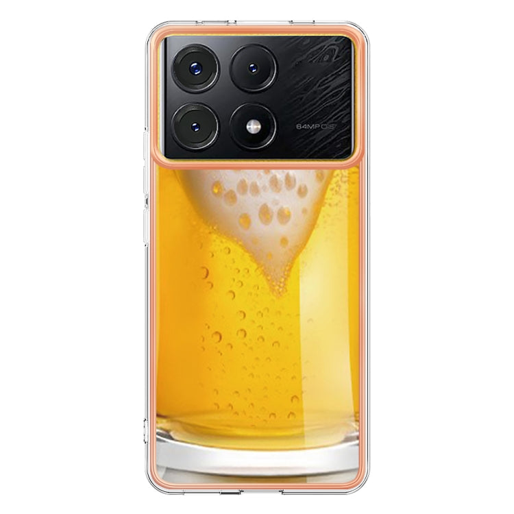 For Xiaomi Poco X6 Pro / Redmi K70E Electroplating Marble Dual-side IMD Phone Case(Draft Beer) - K70E Cases by buy2fix | Online Shopping UK | buy2fix