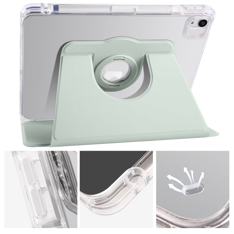 For iPad Air 11 2024 Clear Acrylic 360 Rotation Detachable Leather Tablet Case(Light Green) - iPad Air 11 2024 Cases by buy2fix | Online Shopping UK | buy2fix