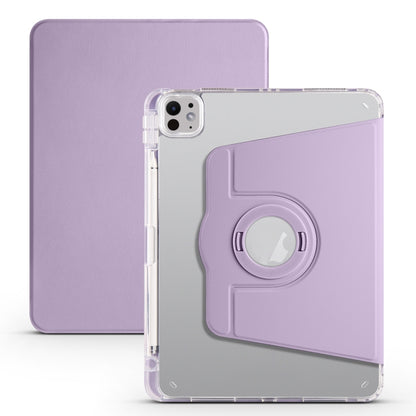 For iPad Pro 11 2024 Clear Acrylic 360 Rotation Detachable Leather Tablet Case(Light Purple) - iPad Pro 11 2024 Cases by buy2fix | Online Shopping UK | buy2fix