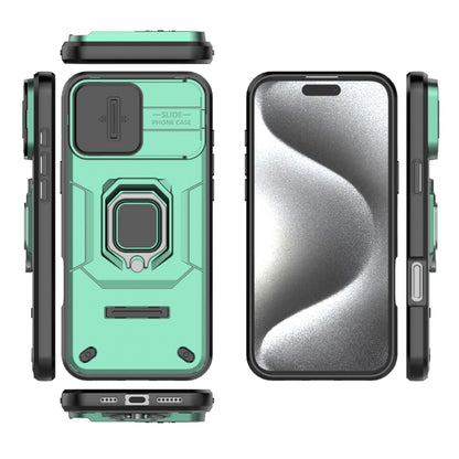 For iPhone 16 Pro Max Sliding Camshield TPU + PC Shockproof Phone Case with Holder(Green) - iPhone 16 Pro Max Cases by buy2fix | Online Shopping UK | buy2fix