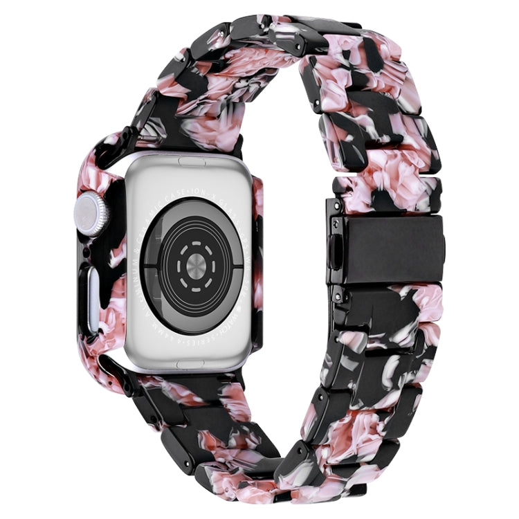 For Apple Watch Ultra 2 / Ultra 49mm Printed Resin PC Watch Band Case Kit(Black Pink) - Watch Cases by buy2fix | Online Shopping UK | buy2fix