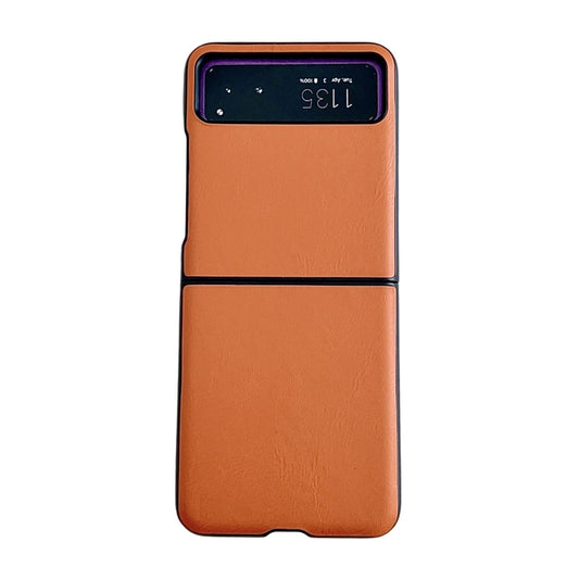 For Motorola Razr 40 Solid Color Leather Texture Phone Case(Orange) - Motorola Cases by buy2fix | Online Shopping UK | buy2fix