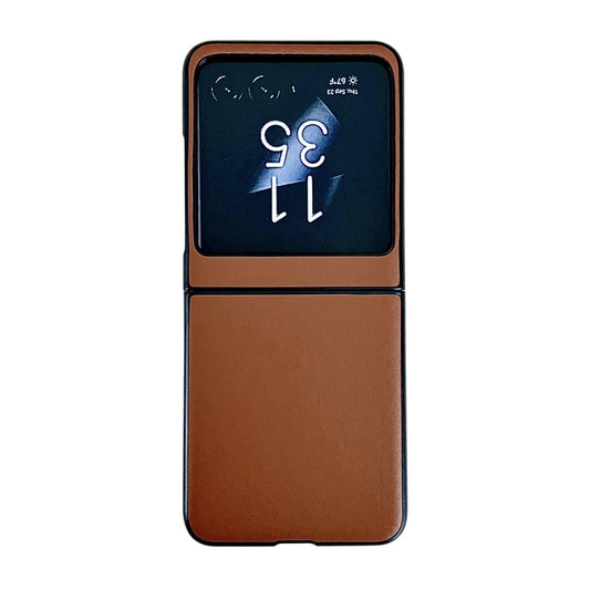 For Motorola Razr 40 Ultra Solid Color Leather Texture Phone Case(Brown) - Motorola Cases by buy2fix | Online Shopping UK | buy2fix