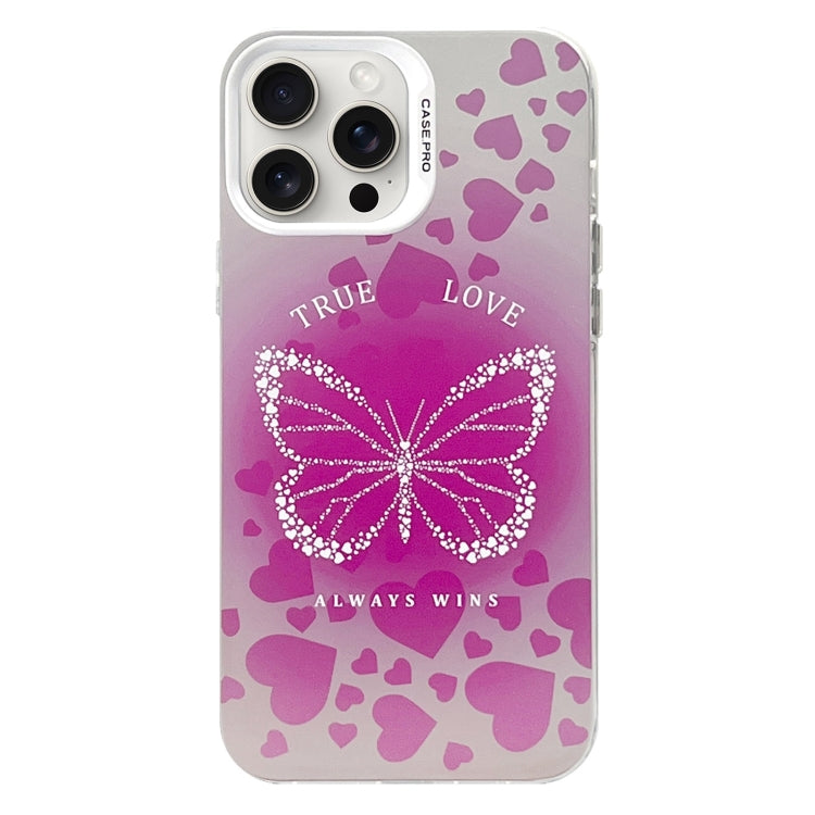 For iPhone 16 Pro Max Electroplated Silver Series PC Protective Phone Case(Pink Butterfly) - iPhone 16 Pro Max Cases by buy2fix | Online Shopping UK | buy2fix