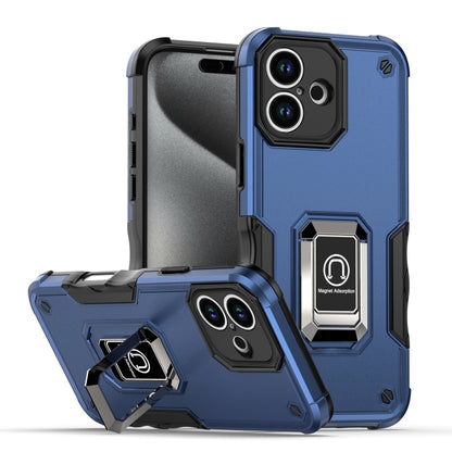 For iPhone 16 Plus Ring Holder Non-slip Shockproof Armor Phone Case(Blue) - iPhone 16 Plus Cases by buy2fix | Online Shopping UK | buy2fix