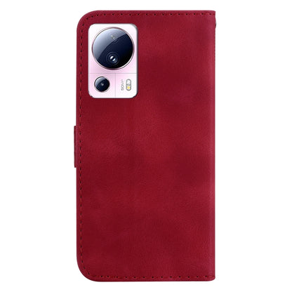 For Xiaomi 13 Lite/Civi 2 7-shaped Embossed Leather Phone Case(Red) - 13 Lite Cases by buy2fix | Online Shopping UK | buy2fix