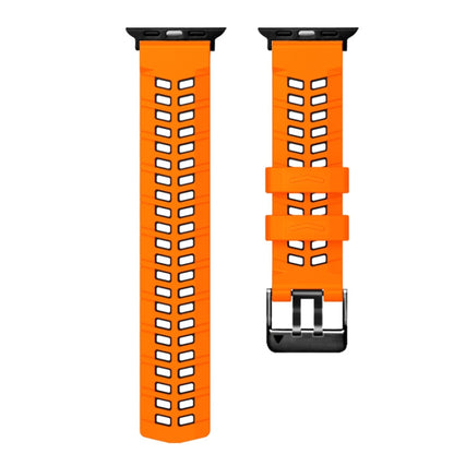 For Apple Watch Series 6 40mm Twill Dual-row Buckle Silicone Watch Band(Orange Black) - Watch Bands by buy2fix | Online Shopping UK | buy2fix