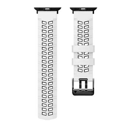 For Apple Watch Series 2 42mm Twill Dual-row Buckle Silicone Watch Band(White Black) - Watch Bands by buy2fix | Online Shopping UK | buy2fix