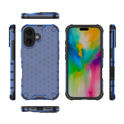 For iPhone 16 Plus Honeycomb Shockproof Phone Case(Blue) - iPhone 16 Plus Cases by buy2fix | Online Shopping UK | buy2fix