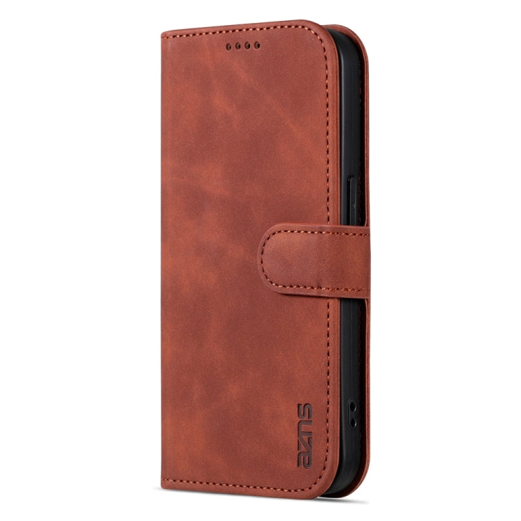 For iPhone 15 Pro Max AZNS Skin Feel Calf Texture Flip Leather Phone Case(Brown) - iPhone 15 Pro Max Cases by AZNS | Online Shopping UK | buy2fix