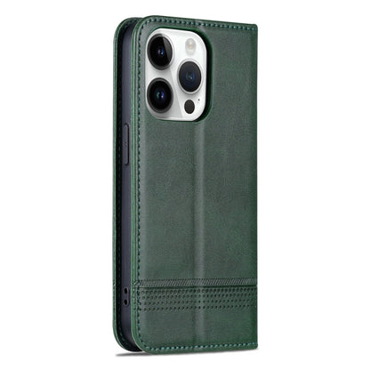 For iPhone 15 Pro Max AZNS Magnetic Calf Texture Flip Leather Phone Case(Dark Green) - iPhone 15 Pro Max Cases by AZNS | Online Shopping UK | buy2fix