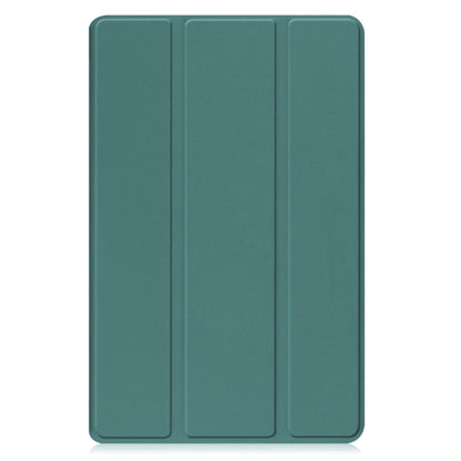 For Samsung Galaxy Tab A9 Custer Pure Color 3-Fold Holder Leather Tablet Case(Dark Green) - Others by buy2fix | Online Shopping UK | buy2fix