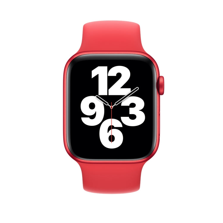 For Apple Watch Series 9&8&7 41mm / SE 3&SE 2&6&SE&5&4 40mm / 3&2&1 38mm Solid Color Elastic Silicone Watch Band, Size:L 156mm (Red) - Watch Bands by buy2fix | Online Shopping UK | buy2fix