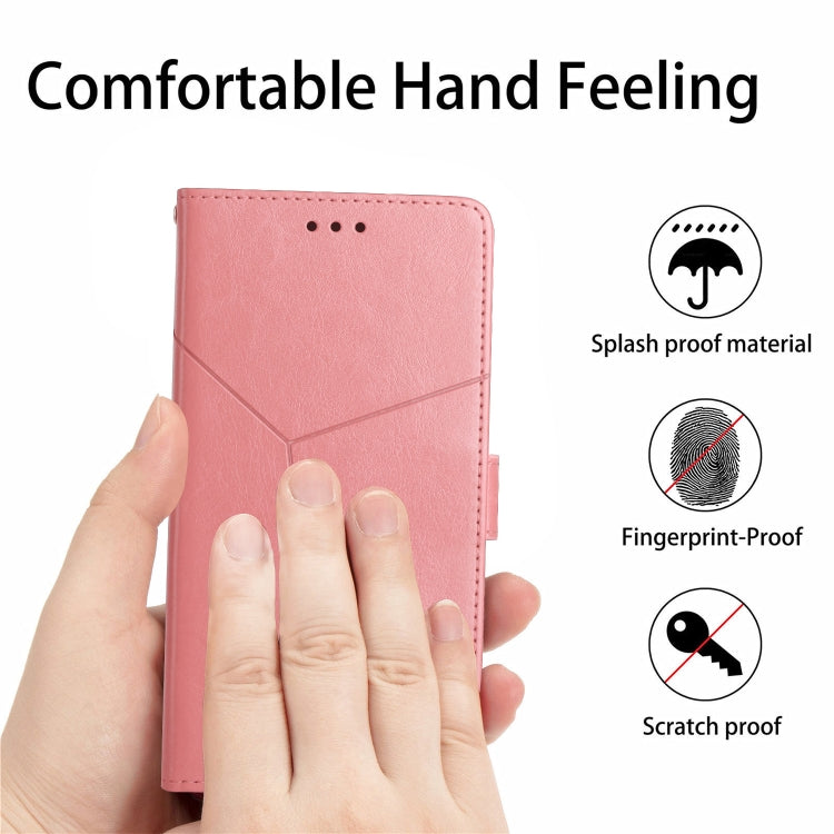 For Motorola Moto G Play 4G 2024 HT01 Y-shaped Pattern Flip Leather Phone Case(Pink) - Motorola Cases by buy2fix | Online Shopping UK | buy2fix